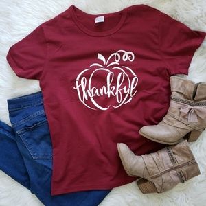 Burgundy Thankful Pumpkin T-shirt size S